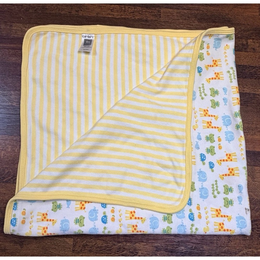 Vintage Y2K Carters double sided crib blanket.  28X28 inches. Giraffe frog fish